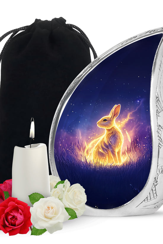 Golden Spirit Rabbit Memorial Urn - Night Field Cremation Urn For Burial