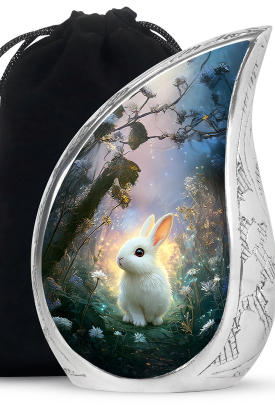 White Bunny Memorial Urn - Rabbit Cremation Urn For Adult Ashes
