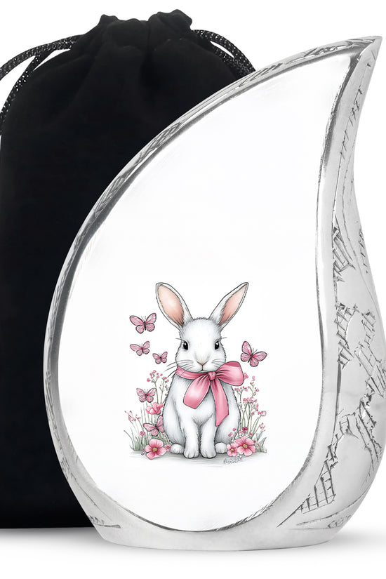 Cute Bunny Cremation Urn - Pink Bow Rabbit Memorial For Women