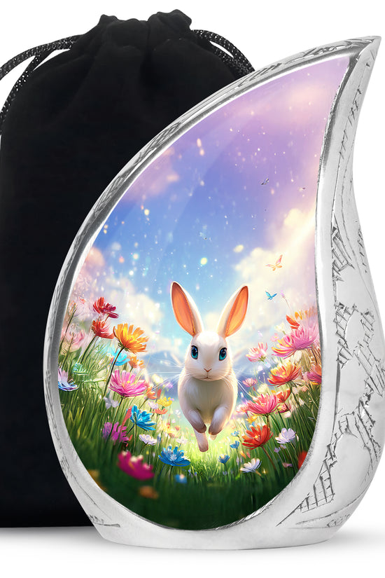 Floral Bunny Funeral Urn - Rabbit Memorial Urn For Loved Ones
