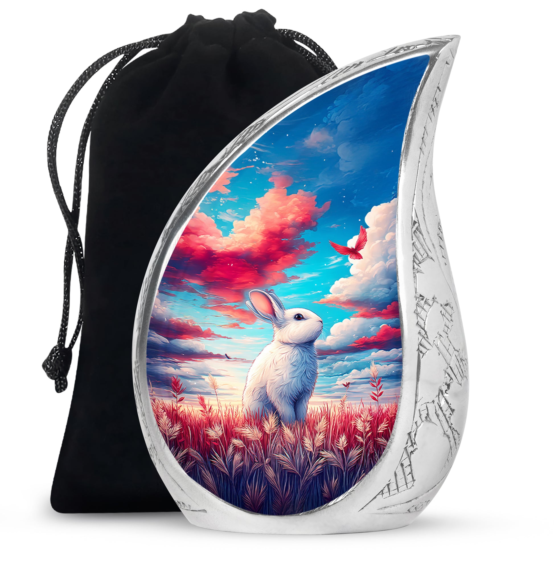 White Bunny Memorial Urn - Peaceful Rabbit Cremation Urn For Ashes