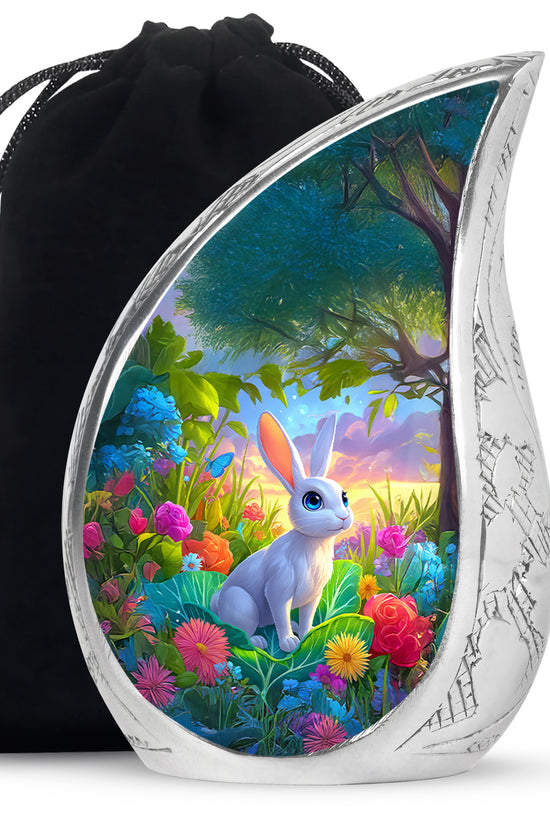 Artistic Rabbit Cremation Urn - Beautiful Floral Cremation Urn For Ashes