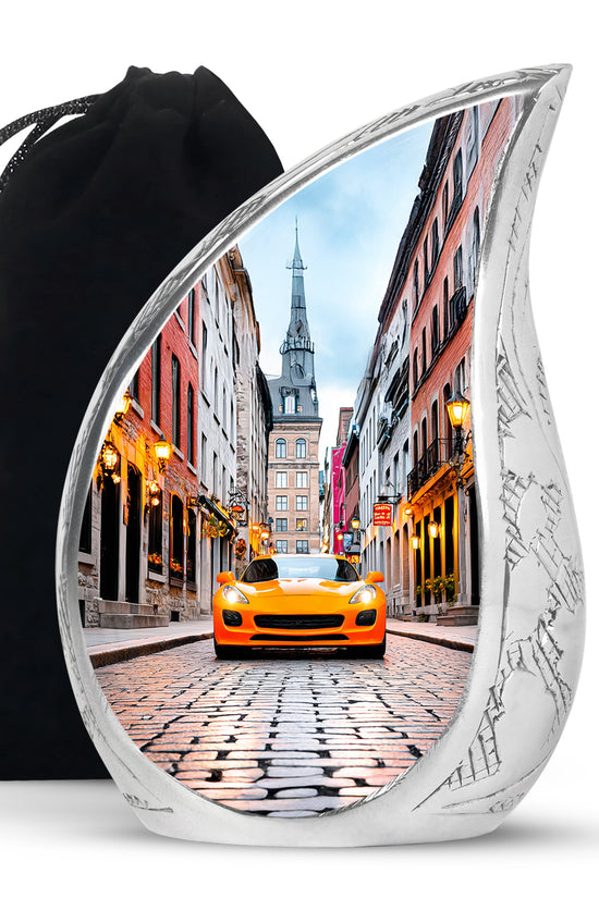 Luxury Orange Car Urn - Cremation Urn For Human Ashes