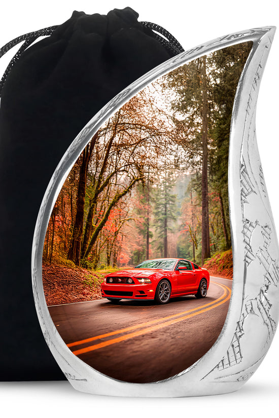 Red Sports Car Cremation Urn - Forest Memorial Urn For Burial