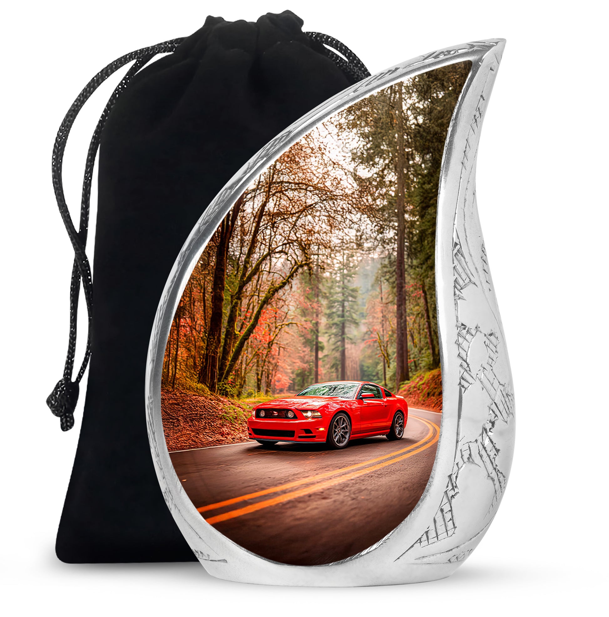 Red Sports Car Cremation Urn - Forest Memorial Urn For Burial