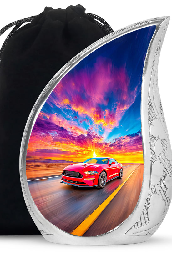 Red Sports Car Funeral Urn - Sunset Highway Memorial Urn For Burial