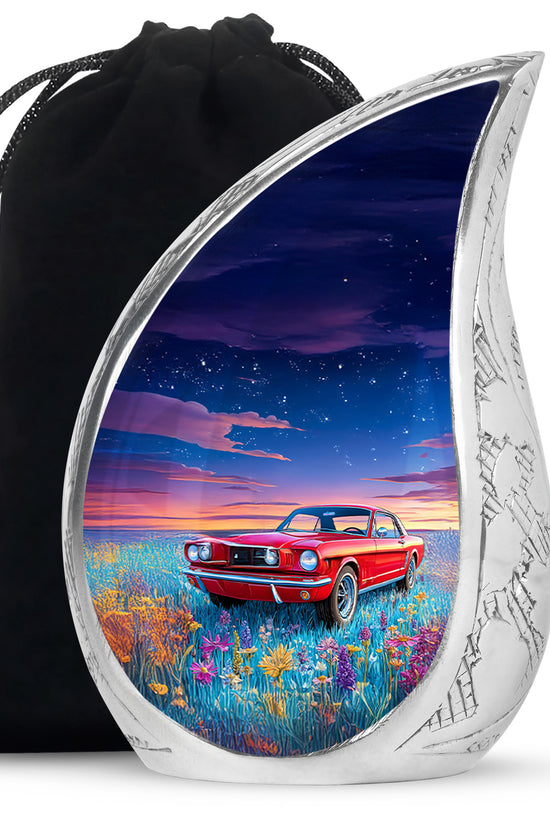 Vintage Car Theme Memorial Urn - Aluminium Large Cremation Urn For Dad