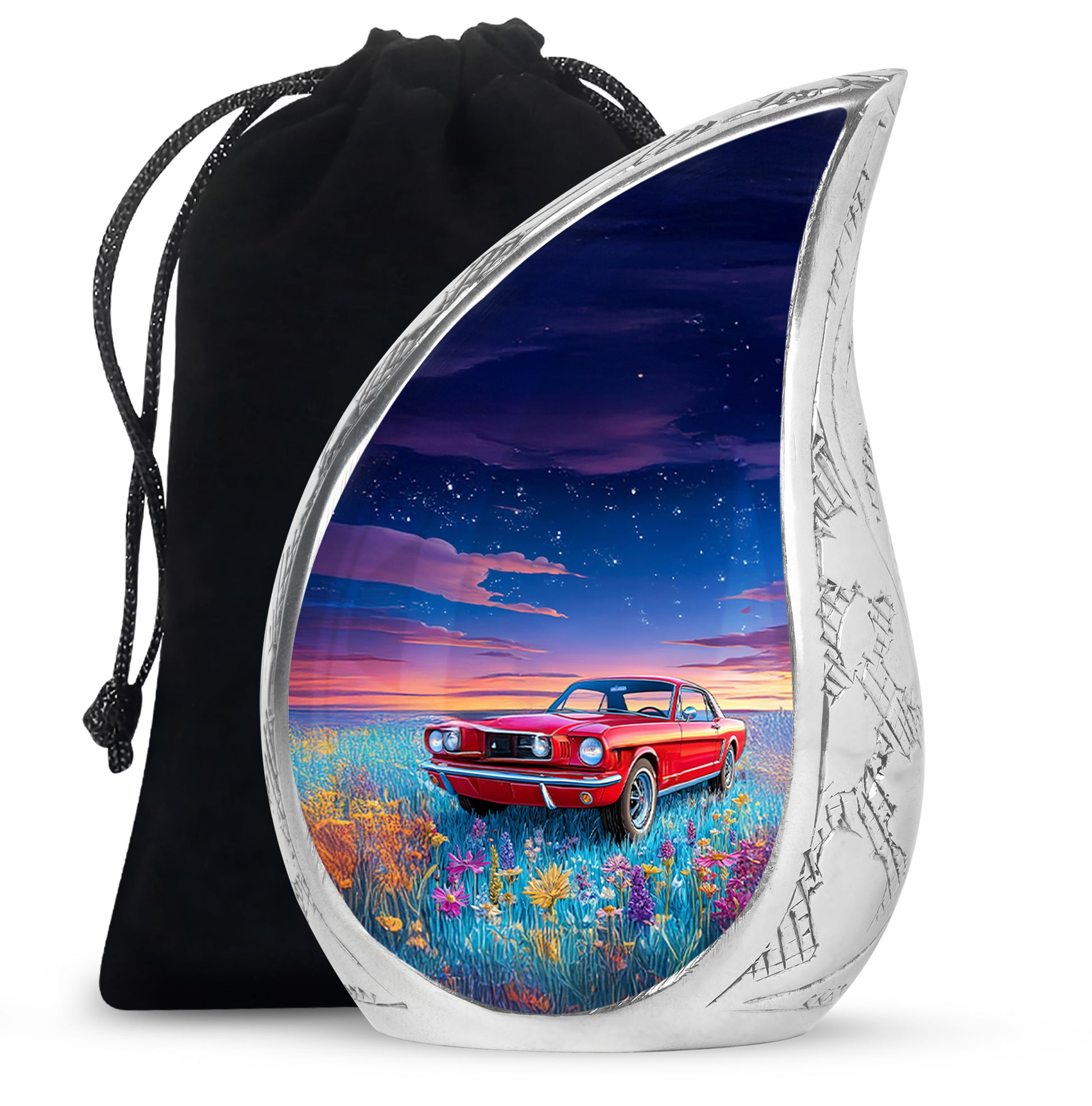 Vintage Car Theme Memorial Urn - Aluminium Large Cremation Urn For Dad