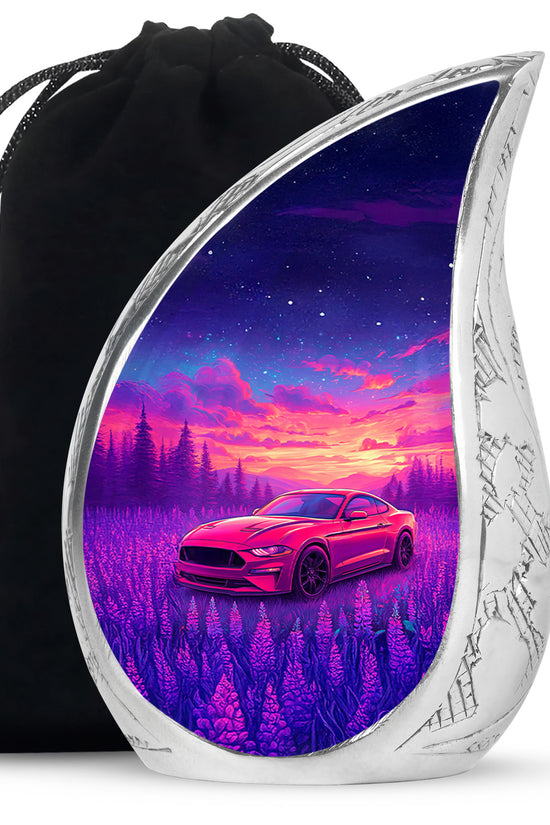 Artistic Red Car Theme Cremation Urn - Forest Memorial Urn For Adult Ashes