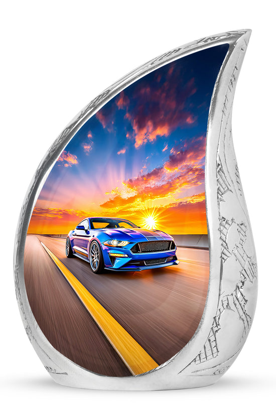 Personalized Elegant Car Cremation Urns - Blue 10-inch, 200 cu in - Karyliz