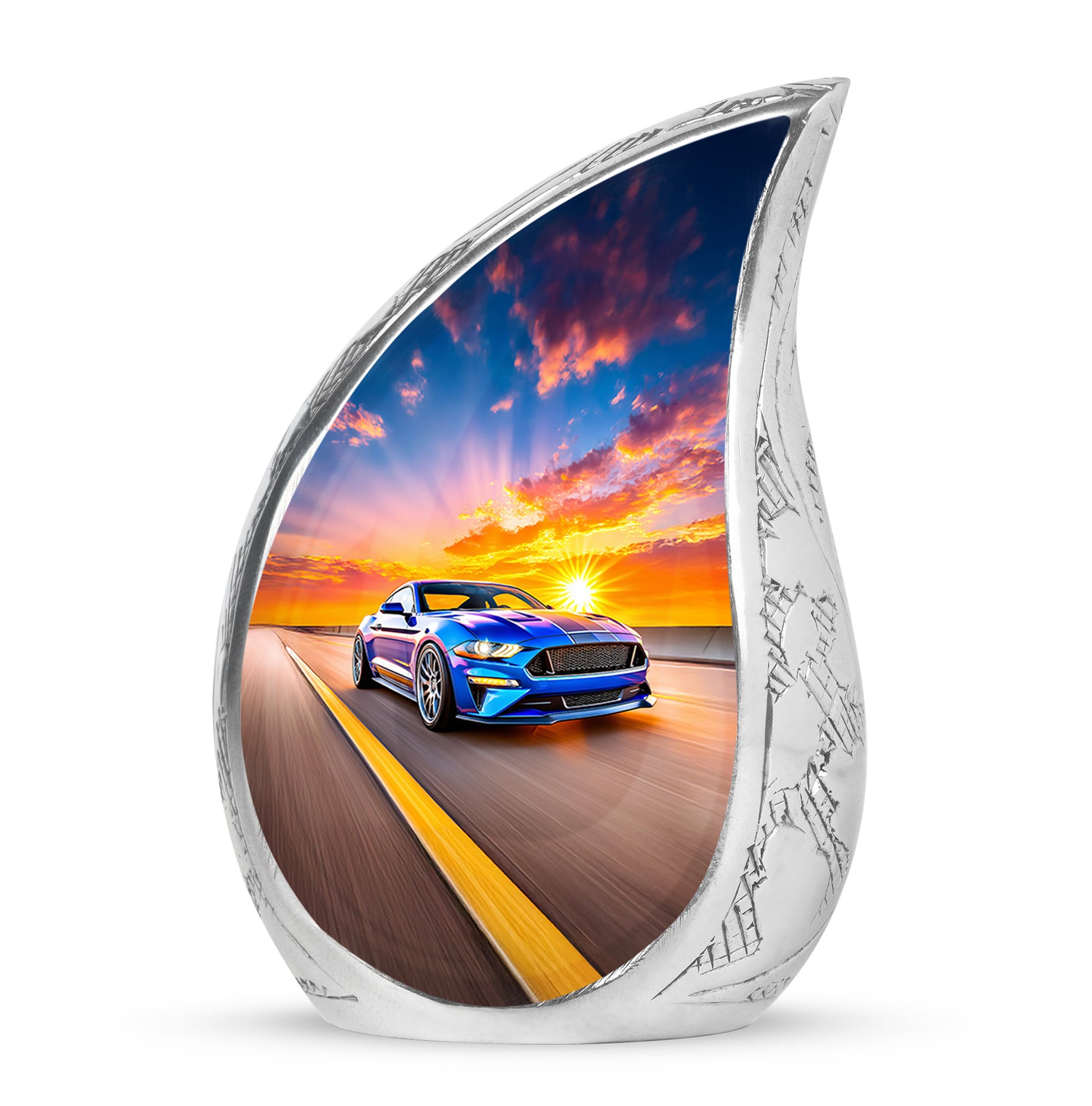 Personalized Elegant Car Cremation Urns - Blue 10-inch, 200 cu in - Karyliz