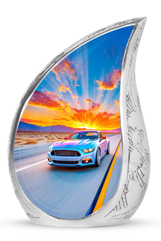 Personalized Seraphic Car Cremation Urns - Blue 10-inch, 200 cu in - Karyliz