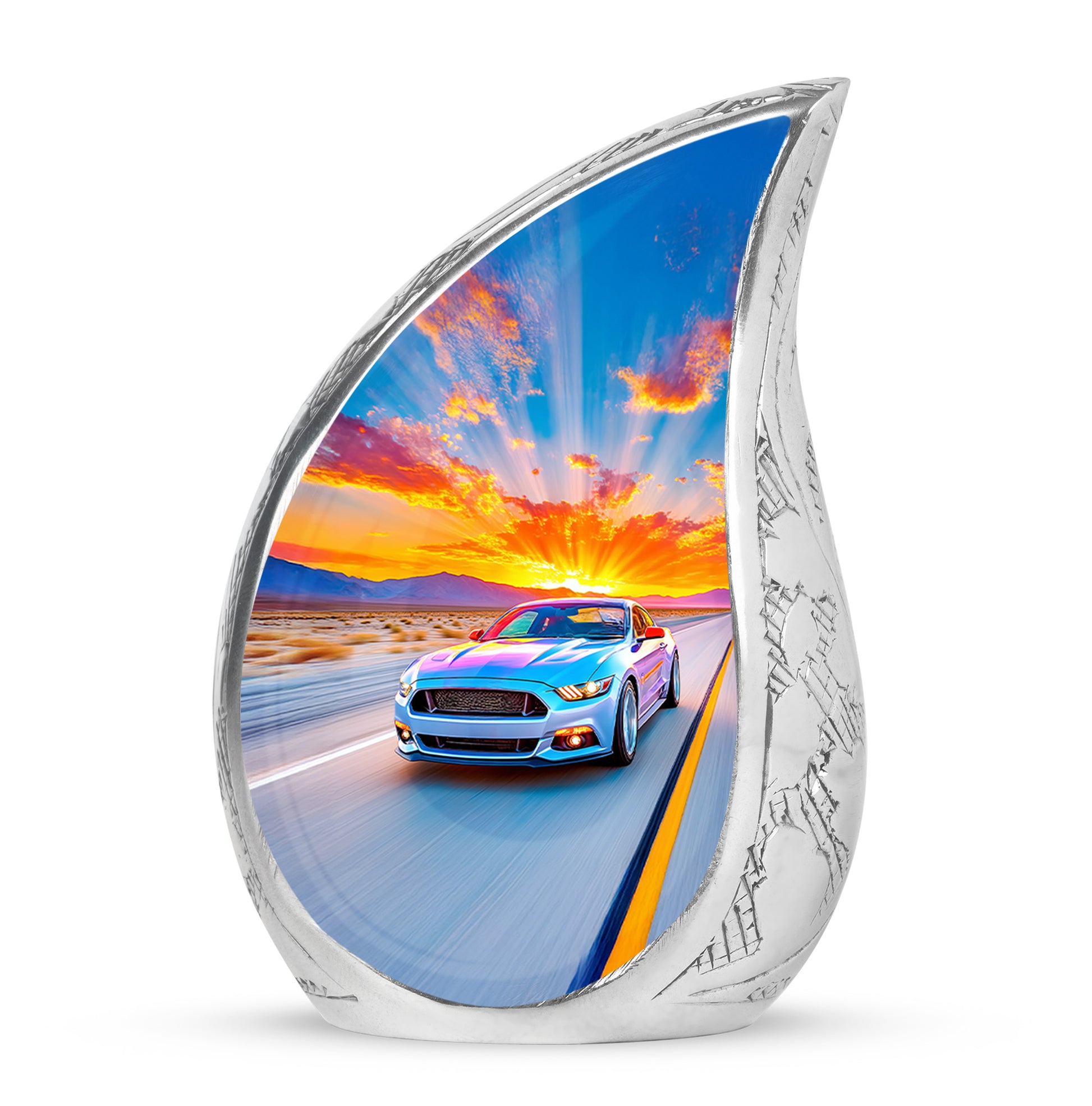Personalized Seraphic Car Cremation Urns - Blue 10-inch, 200 cu in - Karyliz