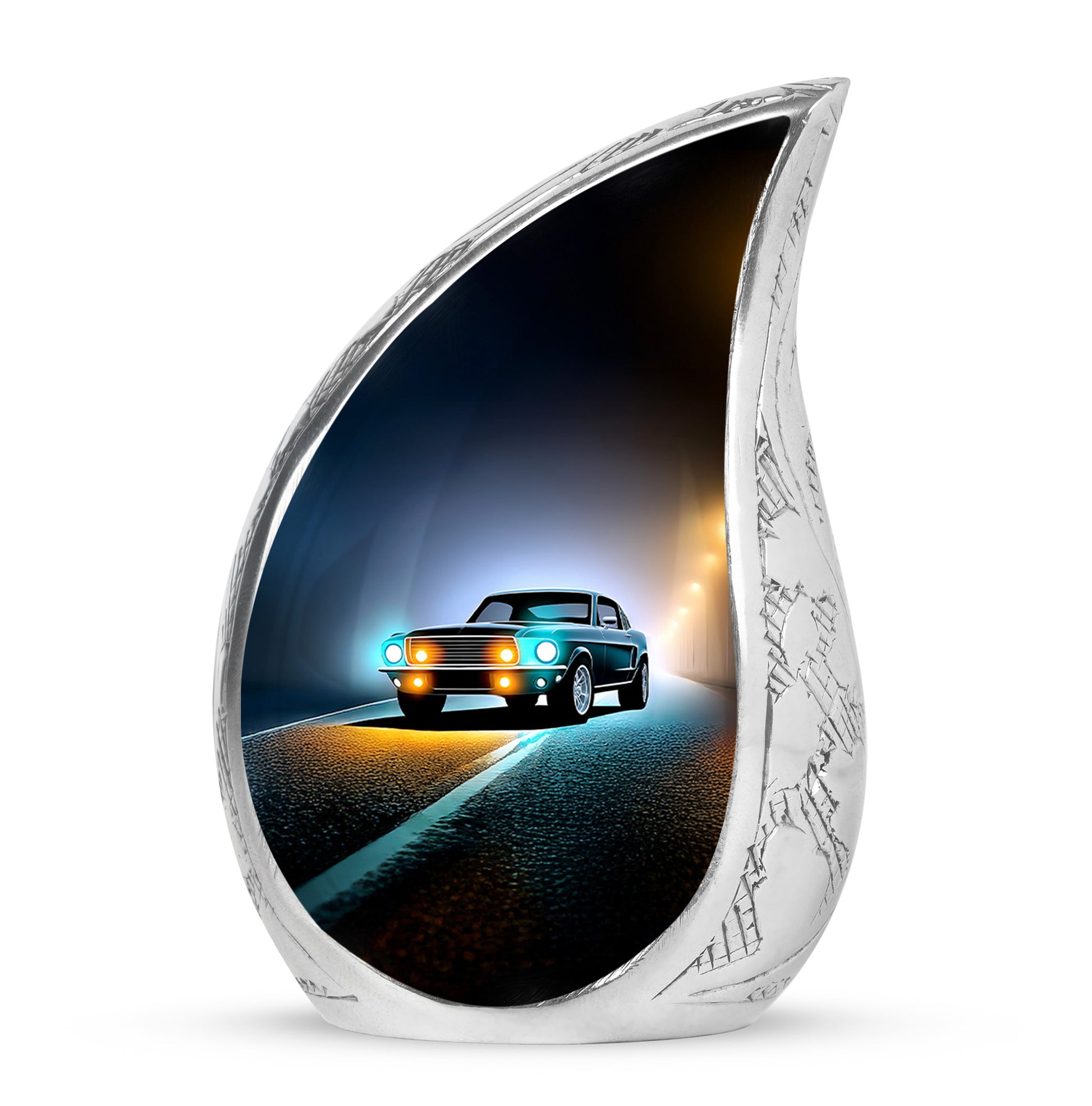Personalized Black Steadfast Car Cremation Urns for Human Ashes - 10-inch, 200 cu in - Karyliz