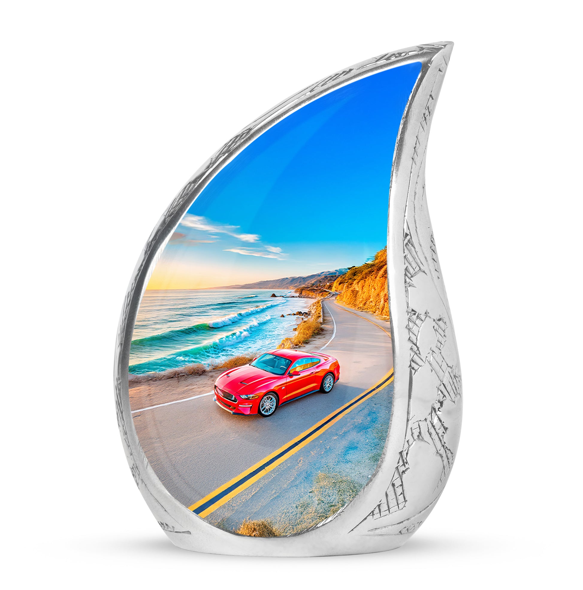Personalized Car Cremation Urns - Pristine Blue 10-inch, 200 cu in - Karyliz