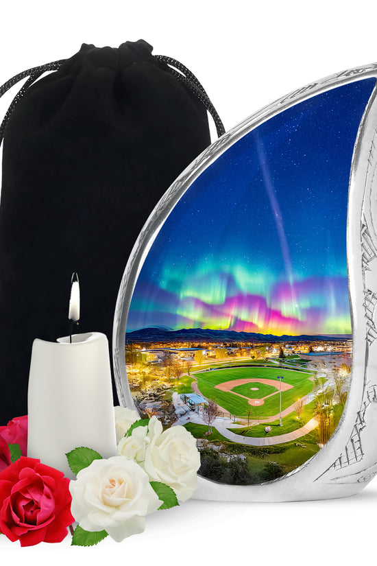 Baseball Field Memorial Urn - Northern Lights Urn For Adult