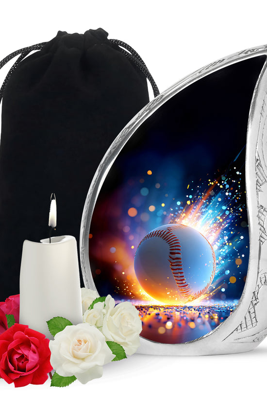 Baseball Fire Cremation Urn - Memorial Urn For Adult Ashes