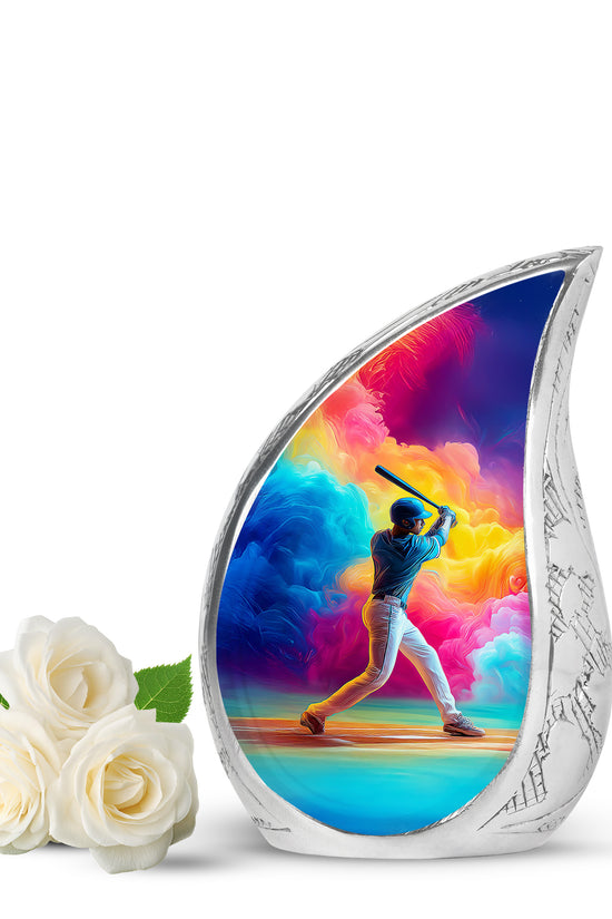 Blue Serene Baseball Memorial Urn for Ashes - 10-inch, 200 cu in - Yatskia