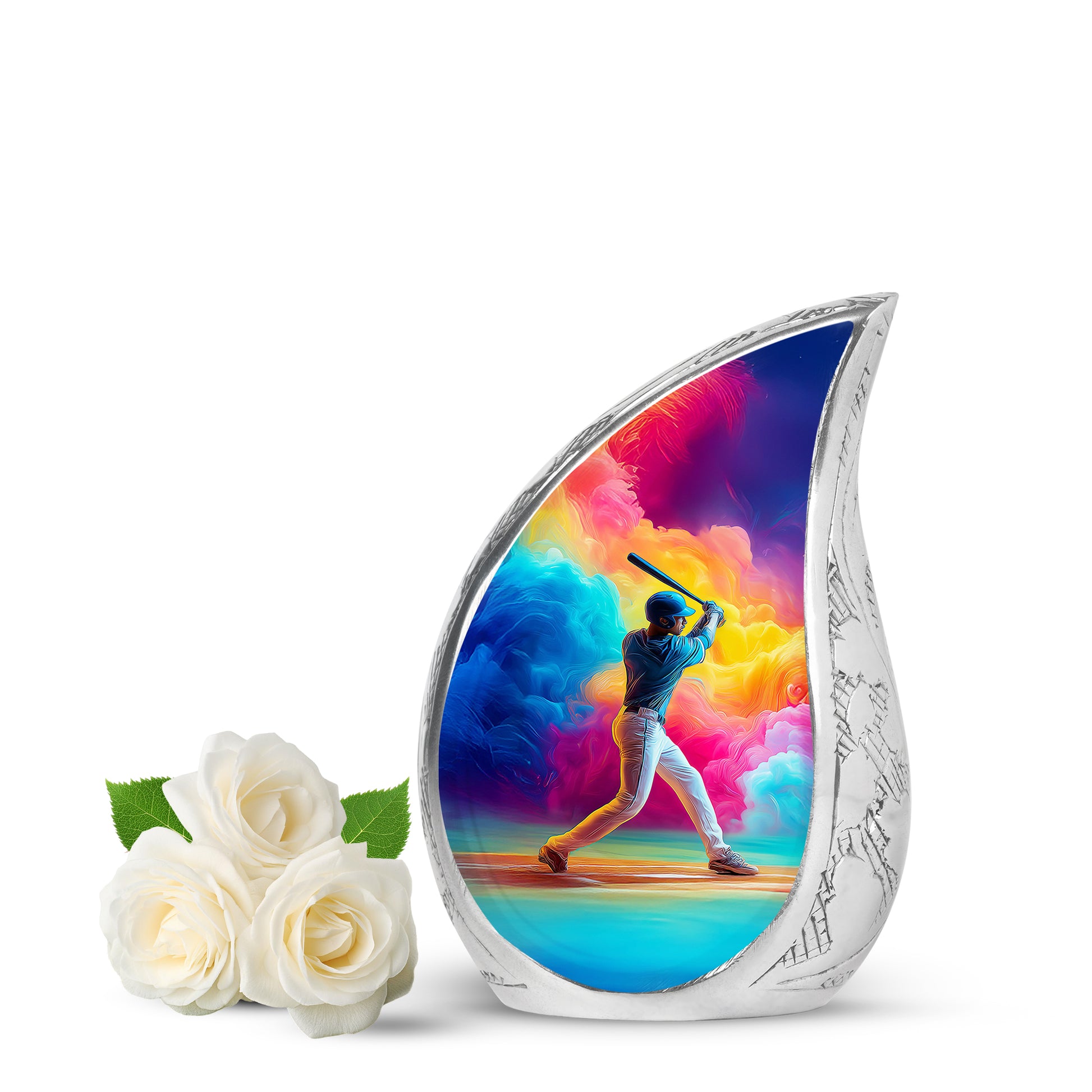 Blue Serene Baseball Memorial Urn for Ashes - 10-inch, 200 cu in - Yatskia