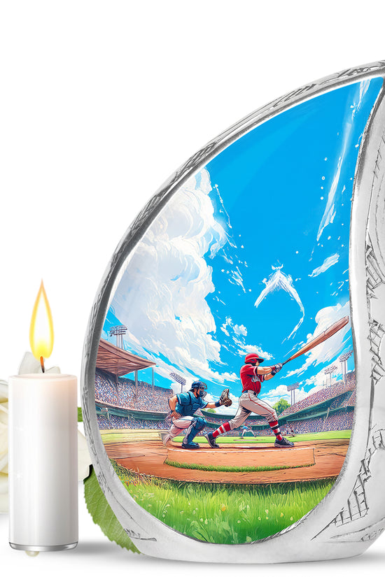 Blue Baseball Cremation Urns - Glorious Benediction 10-inch, 200 cu in - Yatskia