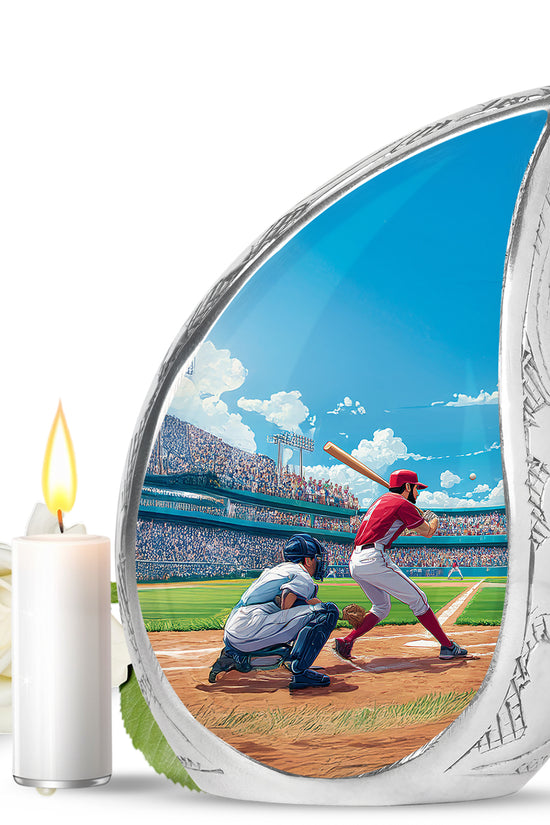Radiant Baseball Memorial Cremation Urns - Blue 10-inch, 200 cu in - Yatskia