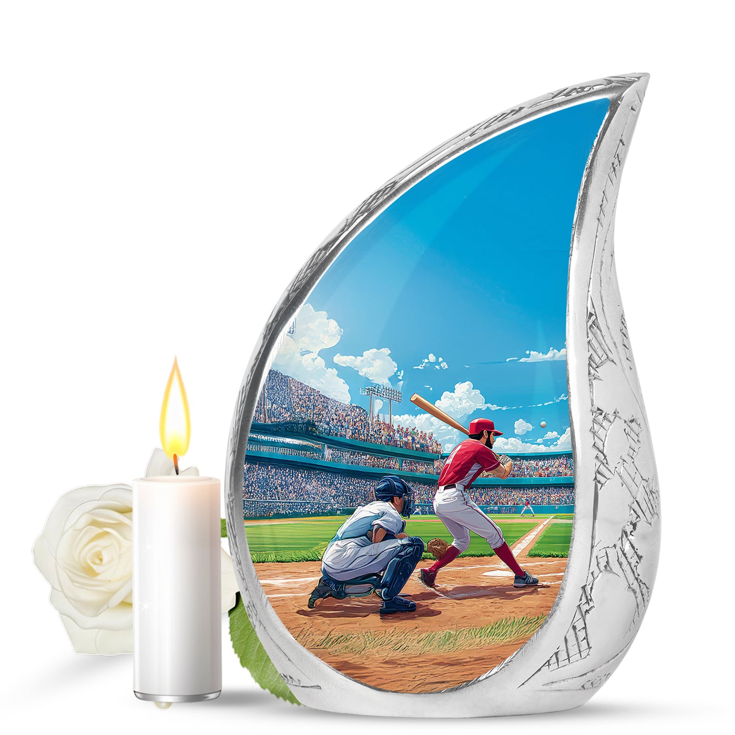 Radiant Baseball Memorial Cremation Urns - Blue 10-inch, 200 cu in - Yatskia