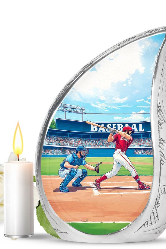 Illustrious Baseball Memorial Cremation Urns - Teal 10-inch, 200 cu in - Yatskia