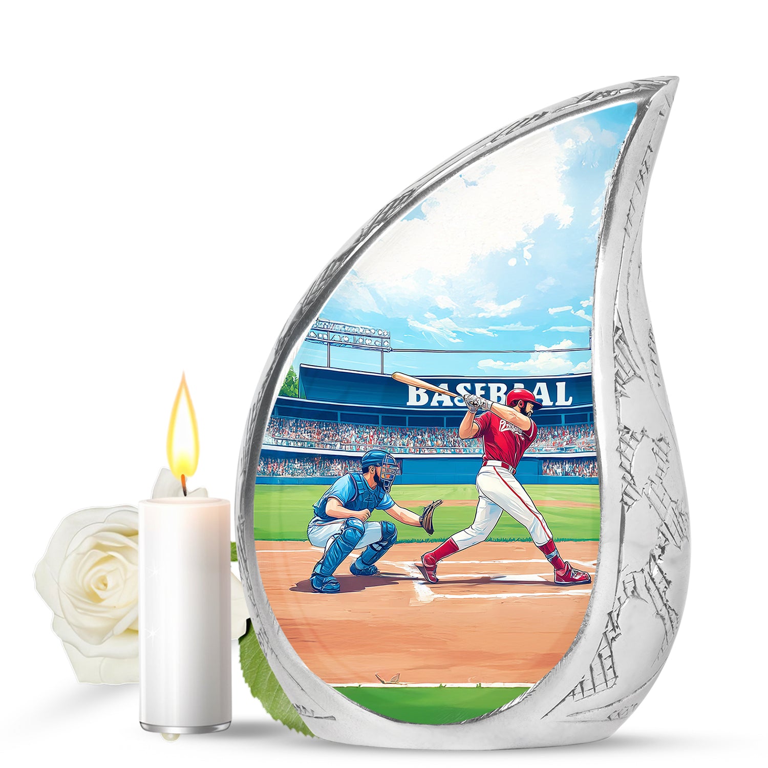 Illustrious Baseball Memorial Cremation Urns - Teal 10-inch, 200 cu in - Yatskia