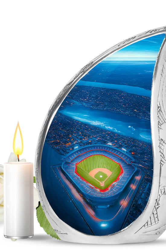 Blue Breathtaking Baseball Memorial Urn for Ashes - 10-inch, 200 cu in - Yatskia