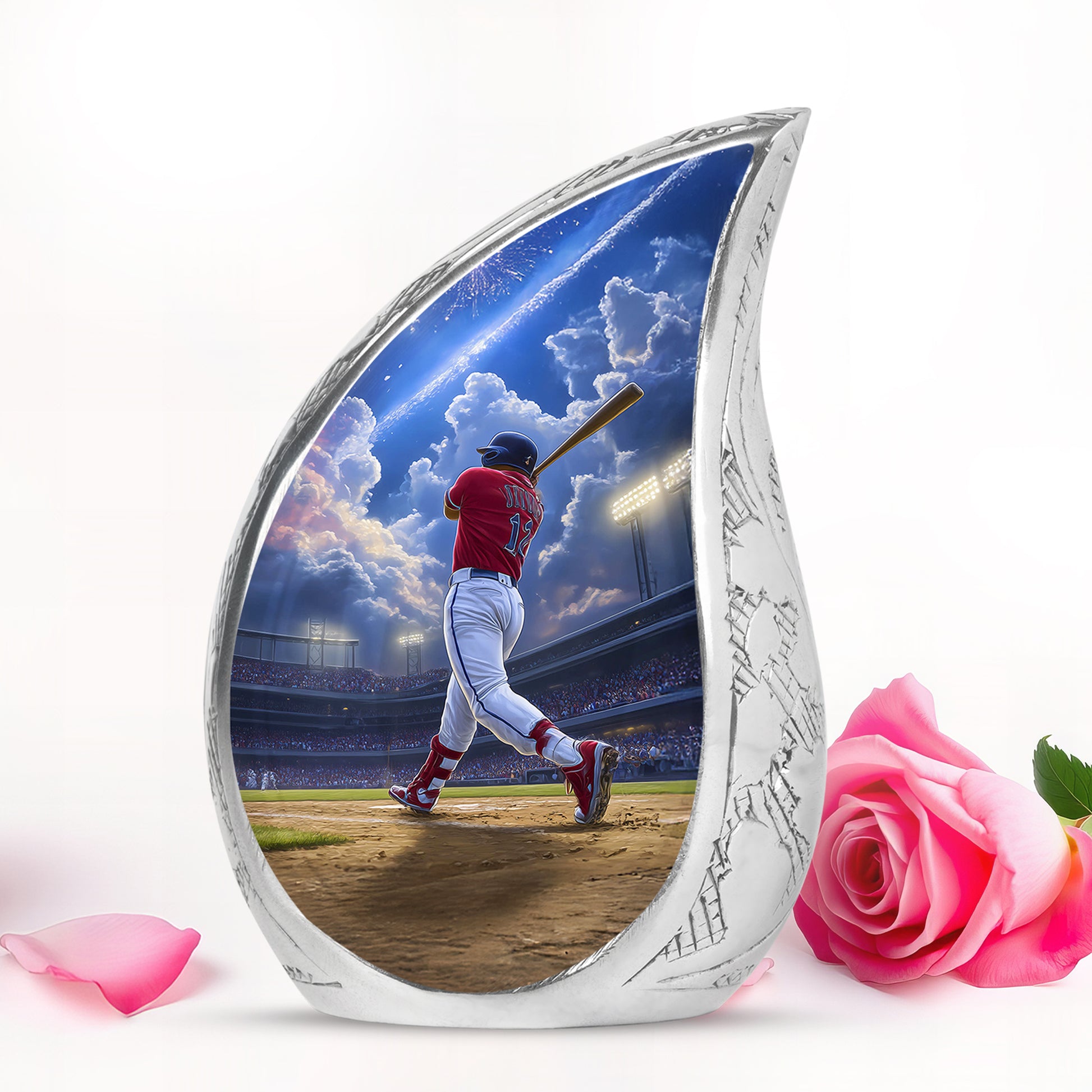 Blue Resounding Baseball Memorial Urn for Ashes - 10-inch, 200 cu in - Yatskia