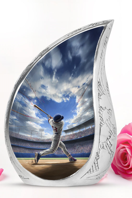 Blue Baseball Cremation Urns - Glorious Tribute 10-inch, 200 cu in - Yatskia