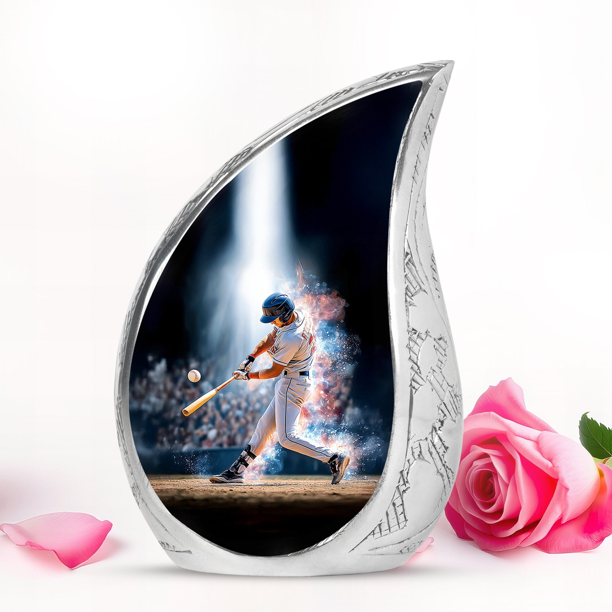 Black Baseball Reflection Cremation Urns for Human Ashes - 10-inch, 200 cu in - Yatskia