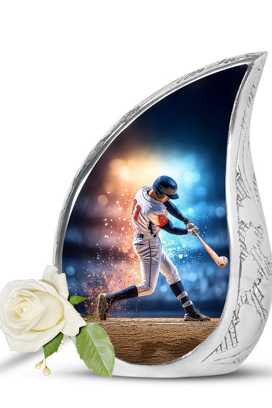 Remarkable Baseball Memorial Cremation Urns - Blue 10-inch, 200 cu in - Yatskia