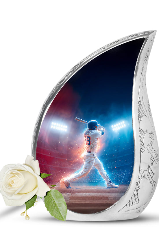 Blue Comforting Baseball Memorial Urn for Ashes - 10-inch, 200 cu in - Yatskia