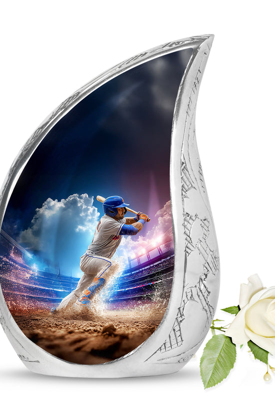Personalized Baseball Cremation Urns - Wondrous Blue 10-inch, 200 cu in - Yatskia
