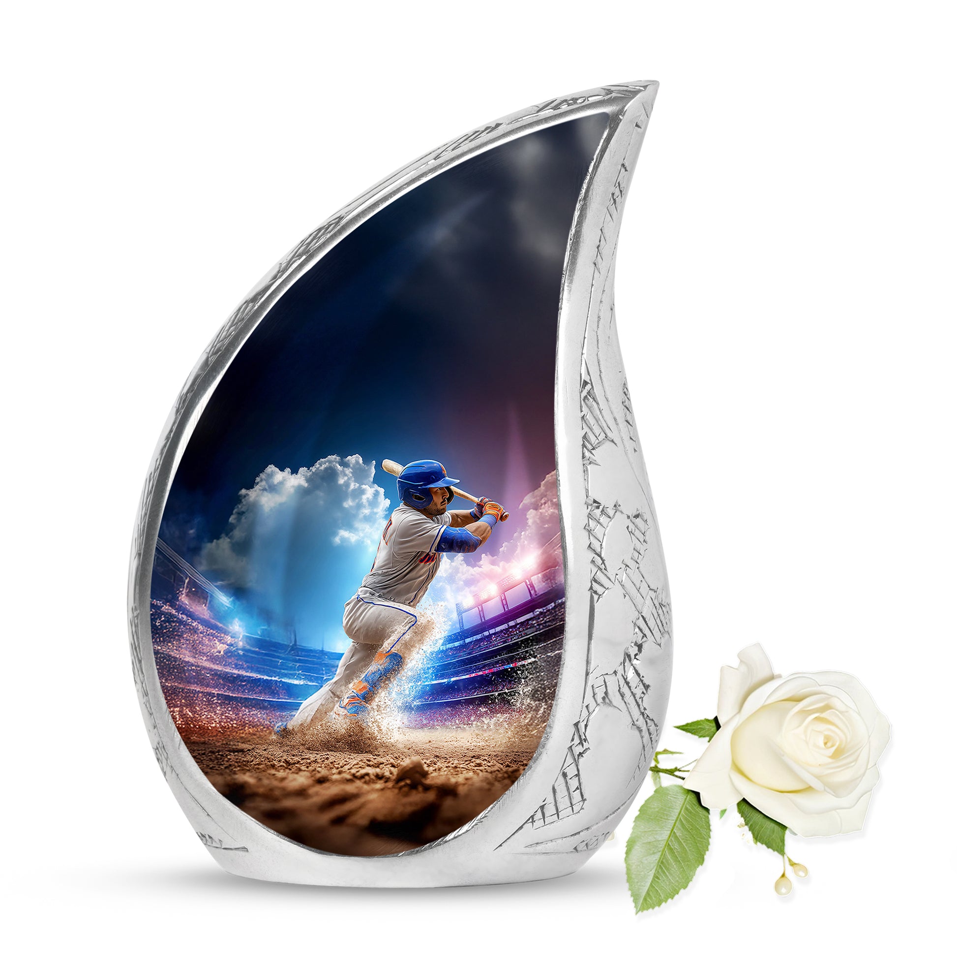 Personalized Baseball Cremation Urns - Wondrous Blue 10-inch, 200 cu in - Yatskia