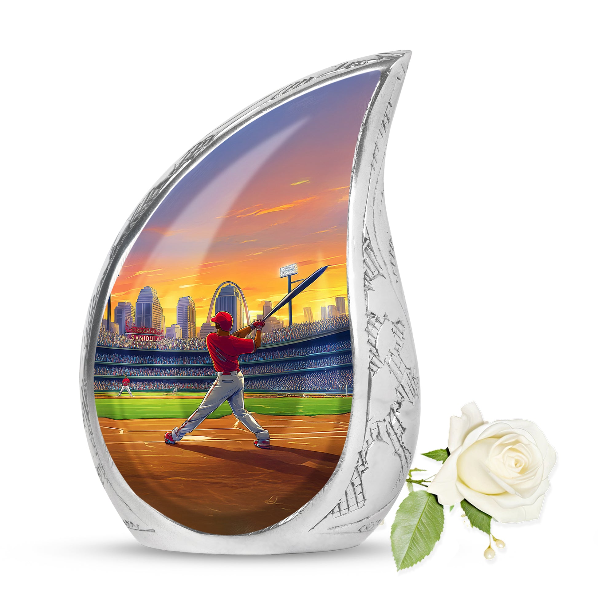 Gold Baseball Reflection Cremation Urns for Human Ashes - 10-inch, 200 cu in - Yatskia