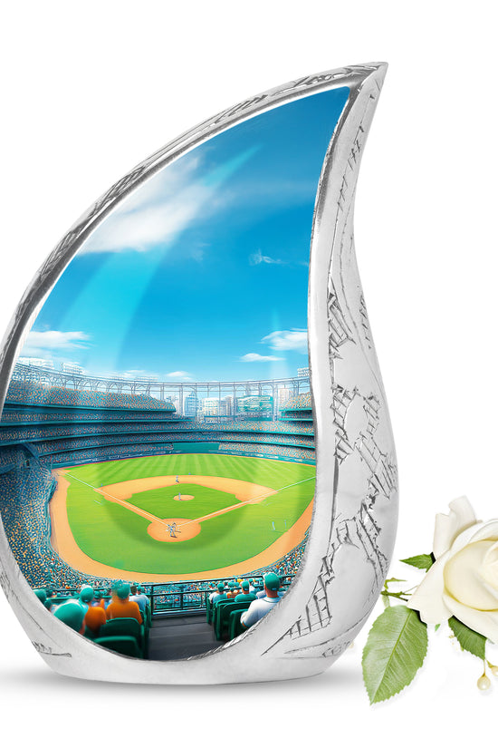 Lustrous Baseball Cremation Urns for Human Ashes - Blue 10-inch - Yatskia