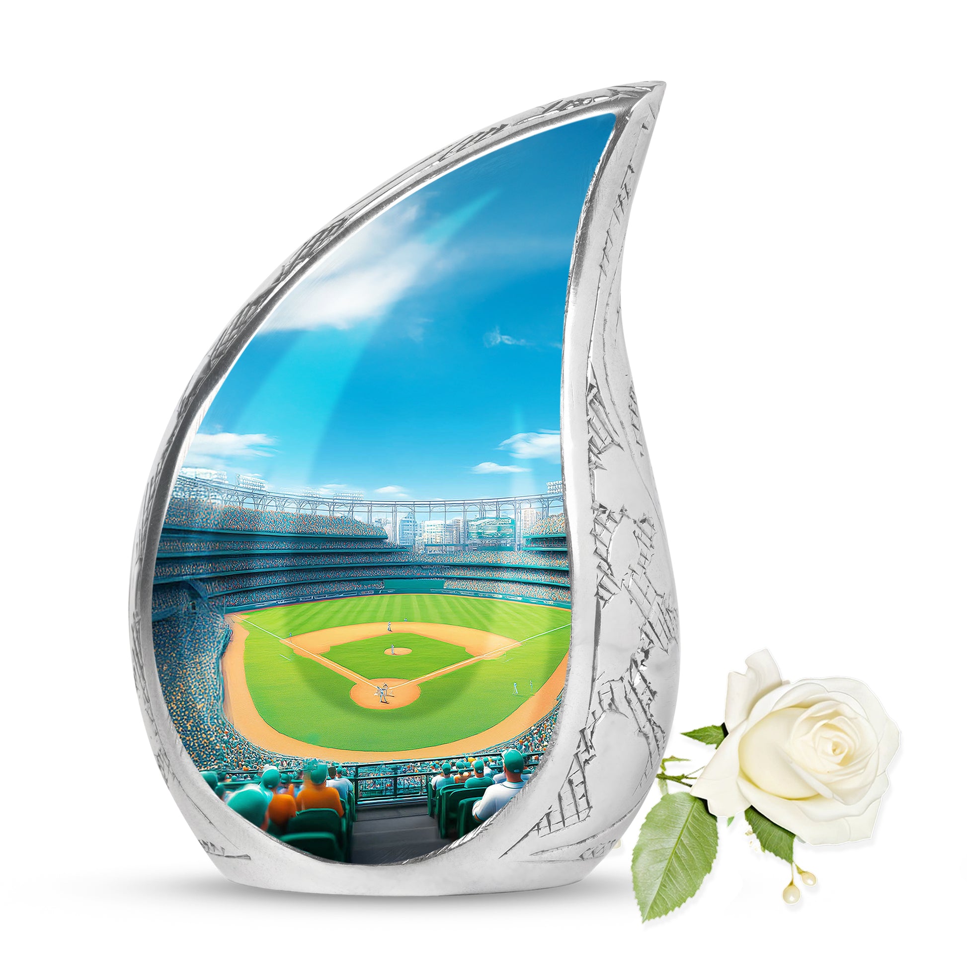Lustrous Baseball Cremation Urns for Human Ashes - Blue 10-inch - Yatskia