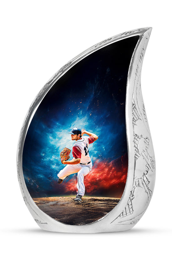 Blue Resounding Baseball Memorial Urn for Ashes - 10-inch, 200 cu in - Yatskia