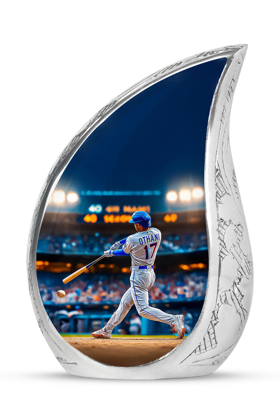Illustrious Baseball Memorial Cremation Urns - Blue 10-inch, 200 cu in - Yatskia