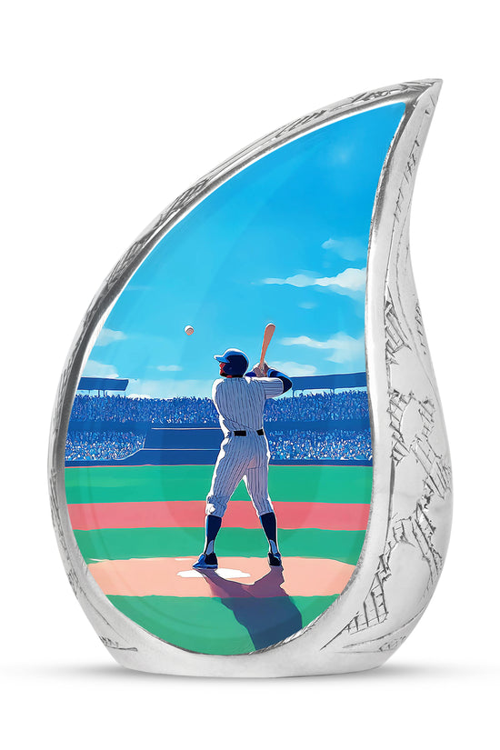 Blue Baseball Haven Cremation Urns for Human Ashes - 10-inch, 200 cu in - Yatskia