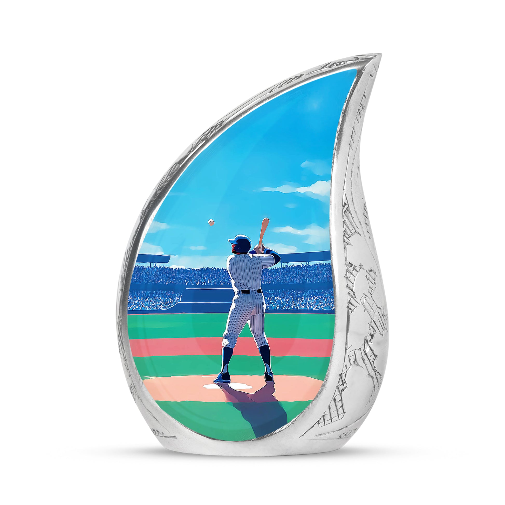 Blue Baseball Haven Cremation Urns for Human Ashes - 10-inch, 200 cu in - Yatskia