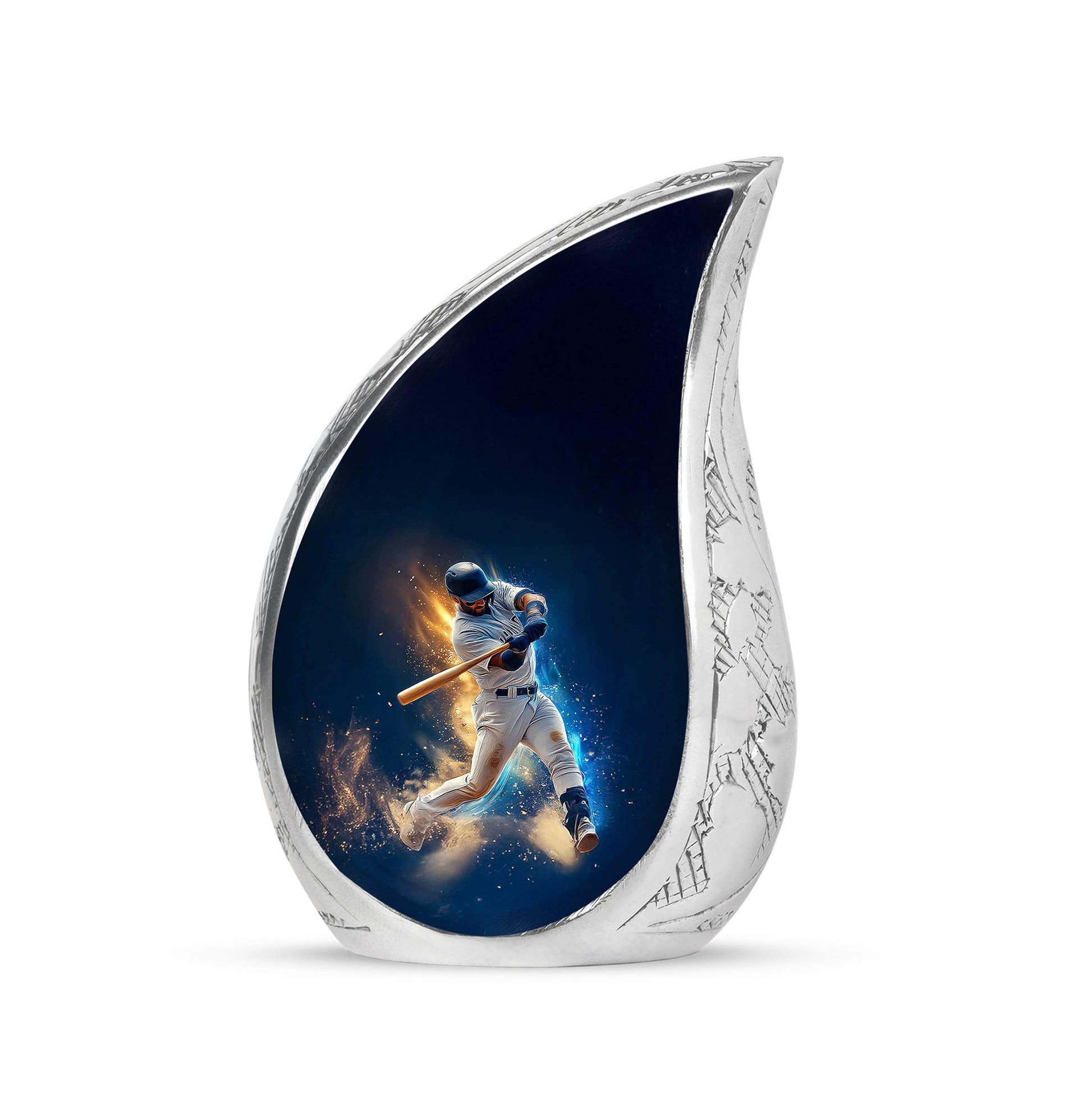 Radiant Baseball Memorial Cremation Urns - Blue 10-inch, 200 cu in - Yatskia