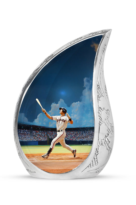 Blue Baseball Blessing Cremation Urns for Human Ashes - 10-inch, 200 cu in - Yatskia