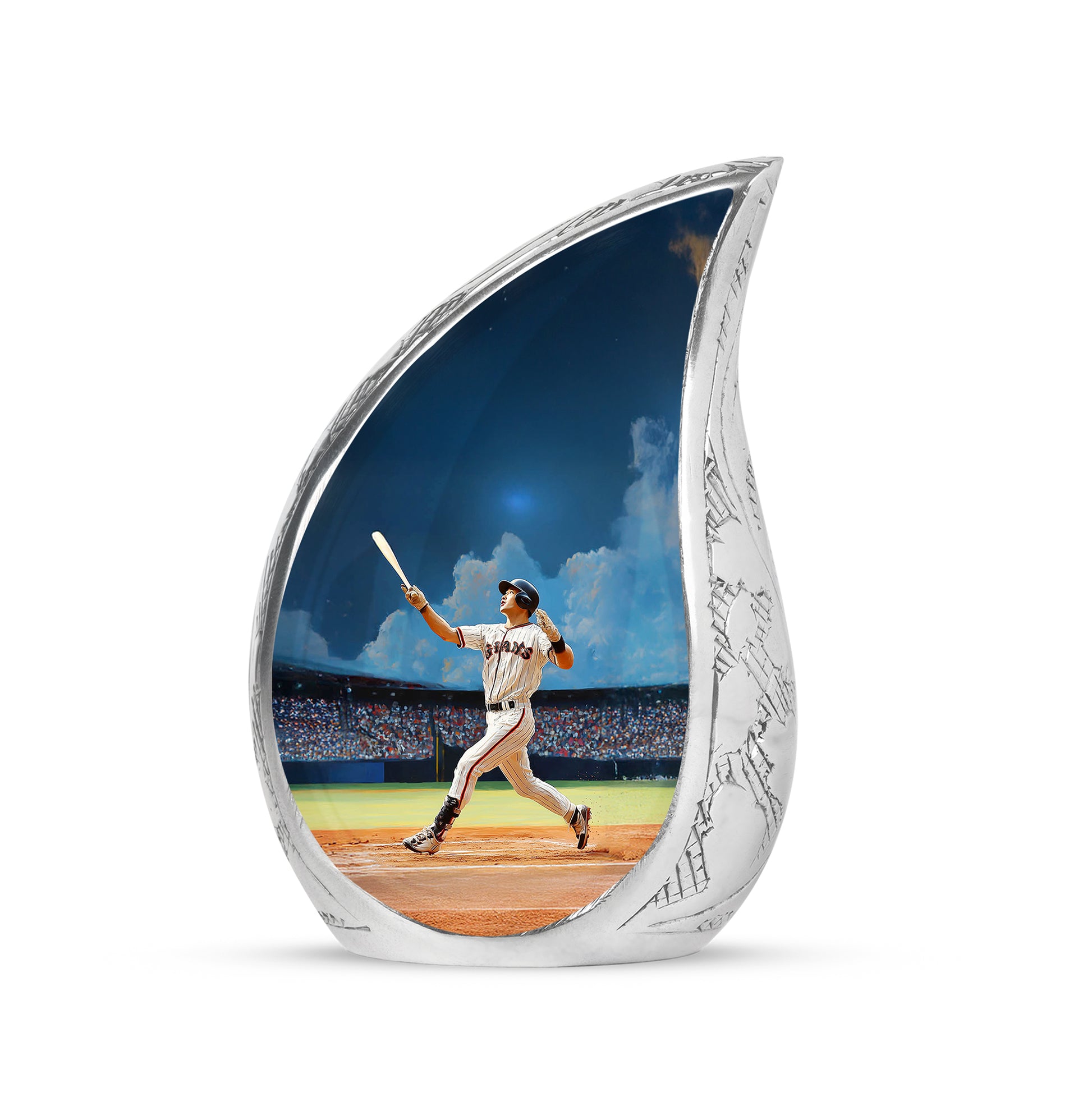Blue Baseball Blessing Cremation Urns for Human Ashes - 10-inch, 200 cu in - Yatskia
