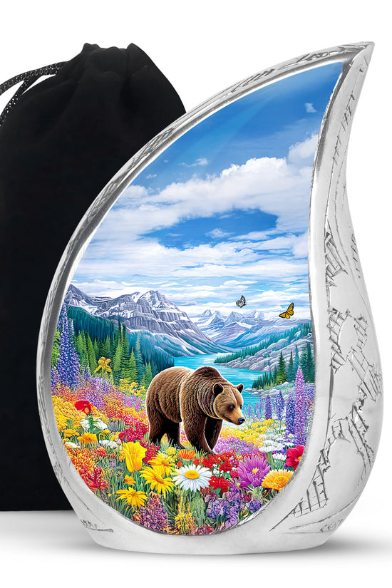 Mountain Bear Memorial Urn - Nature Cremation Urn For Adult
