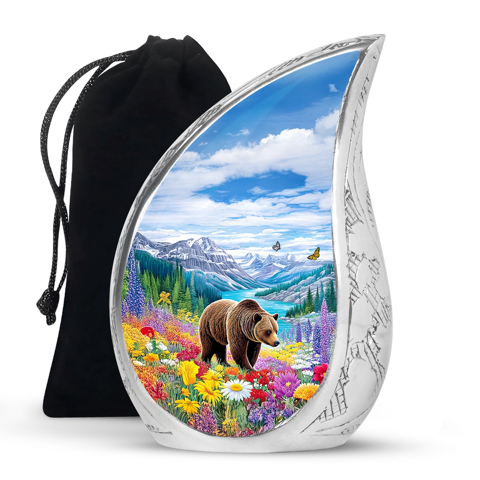 Mountain Bear Memorial Urn - Nature Cremation Urn For Adult
