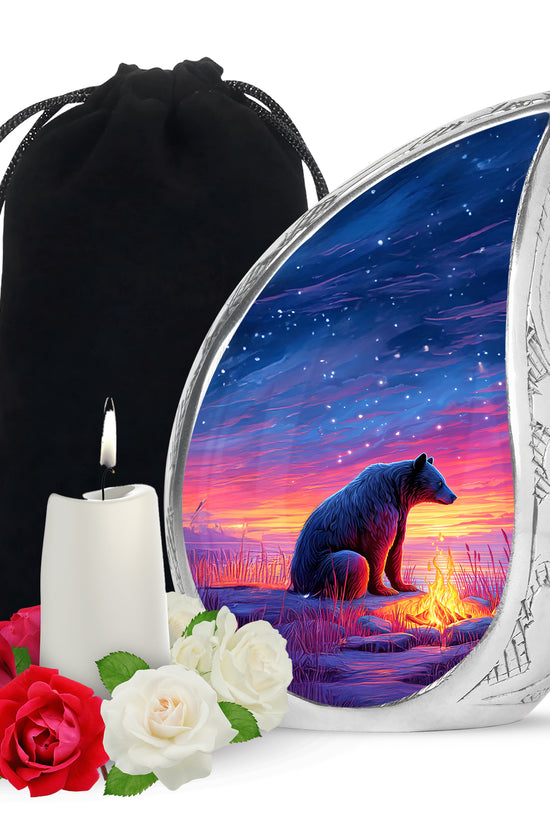 Brown Bear Memorial Urn - Mountain Cremation Urn For Male & Female