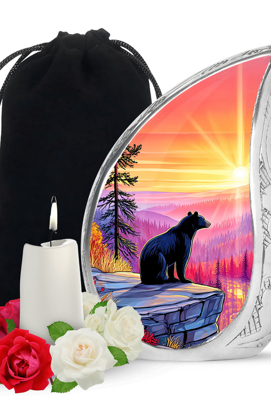Black Bear Funeral Urn - Mountain Sunset Urn For Human Ashes